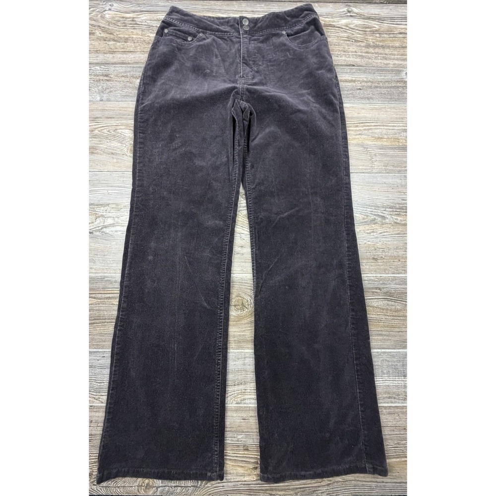 Chico's Stretch Cotton Black Velvet Velour Chino Pants 1 (Med 8/10) Academia